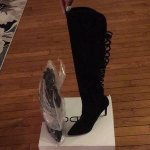 Over the knee black suede boot